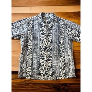 Jade Fashions Shirt Men's Size XL Made in Hawaii Extra Large Blue White Floral
